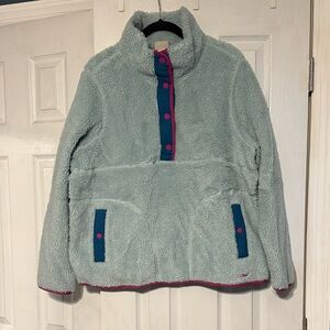 L.L. Bean Fleece Sherpa Jacket with Blue and Pink Accents